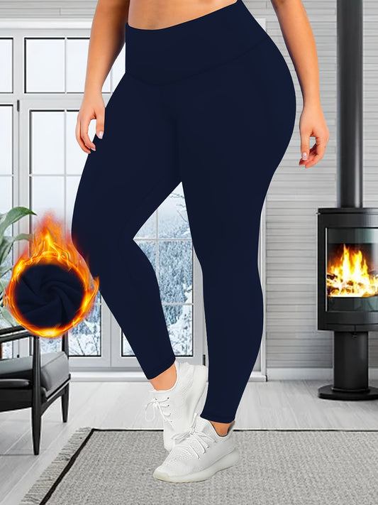 Cozy Plus Size Solid Leggings - Soft, High Waist, Thick, Stretchy