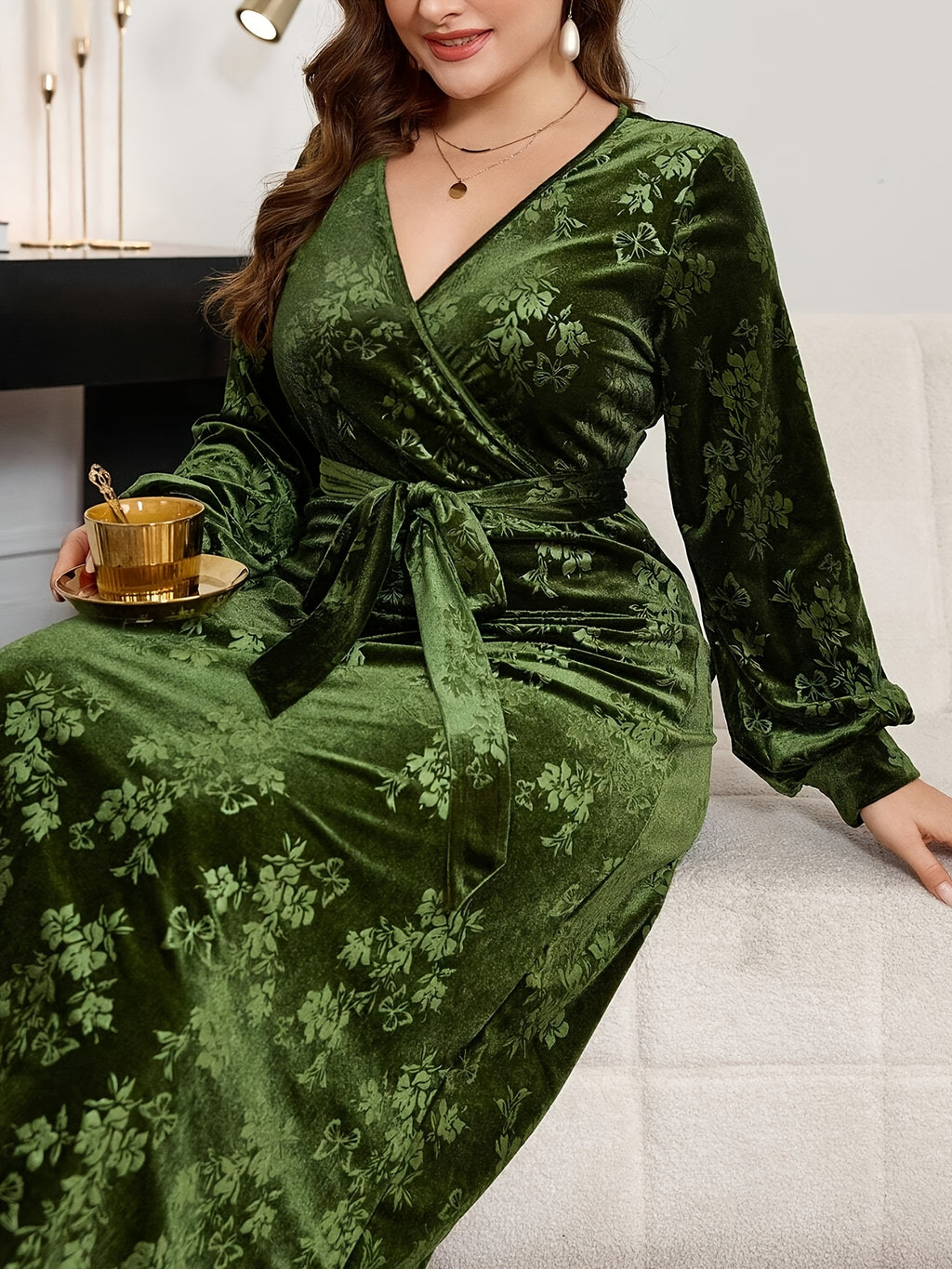 Women's Plus Size Fashion Autumn/Winter New Halloween Christmas Warm Velvet Embossed