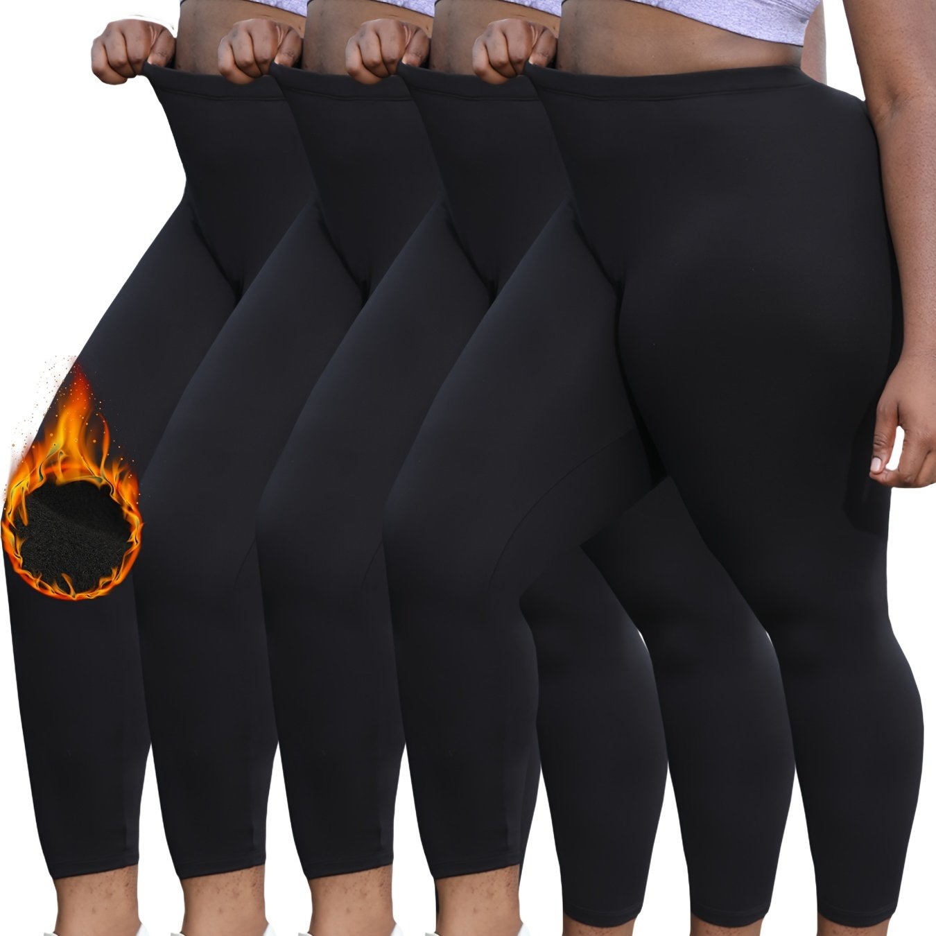 4pcs Plus Size Women's Super Soft High Waist Flare Leggings