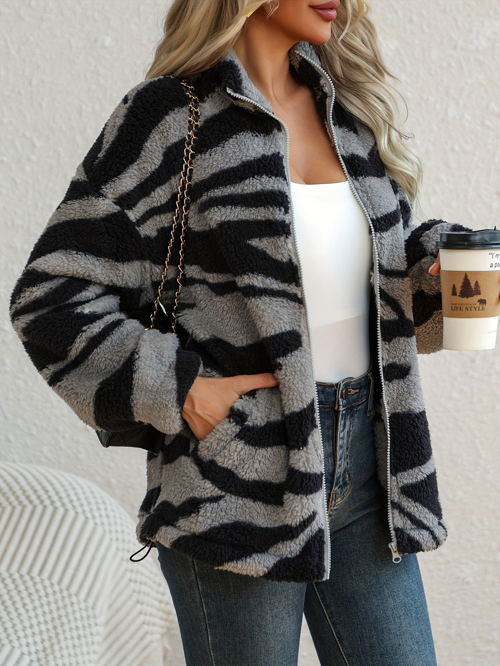 Women's Aztec Print Ultra-Thin Zip-Up Jacket