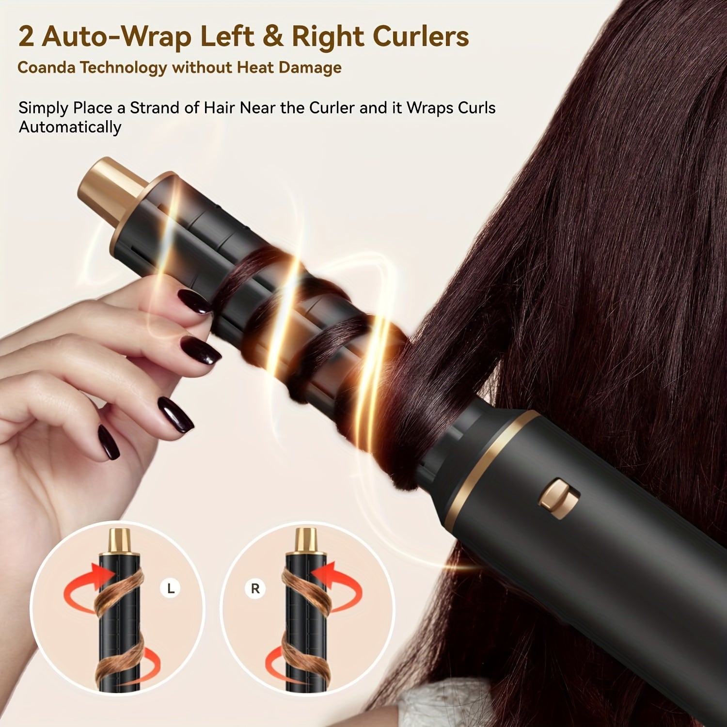 Blow Dryer Brush 12.7cm Hair Dryer Automatic Curling Wand Hair Straightener
