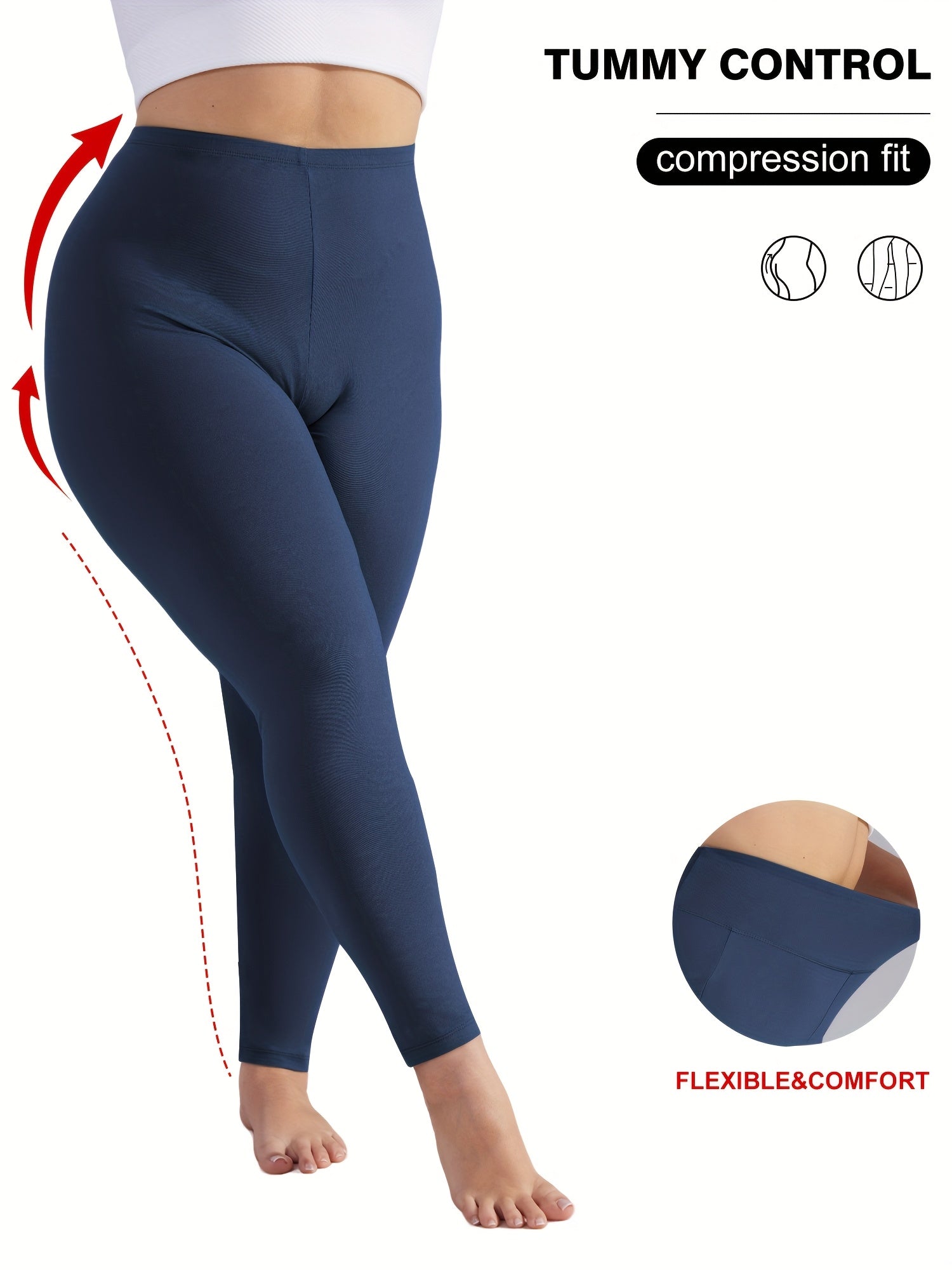 Stretchy High-Waist Plus Size Women's Cropped Leggings