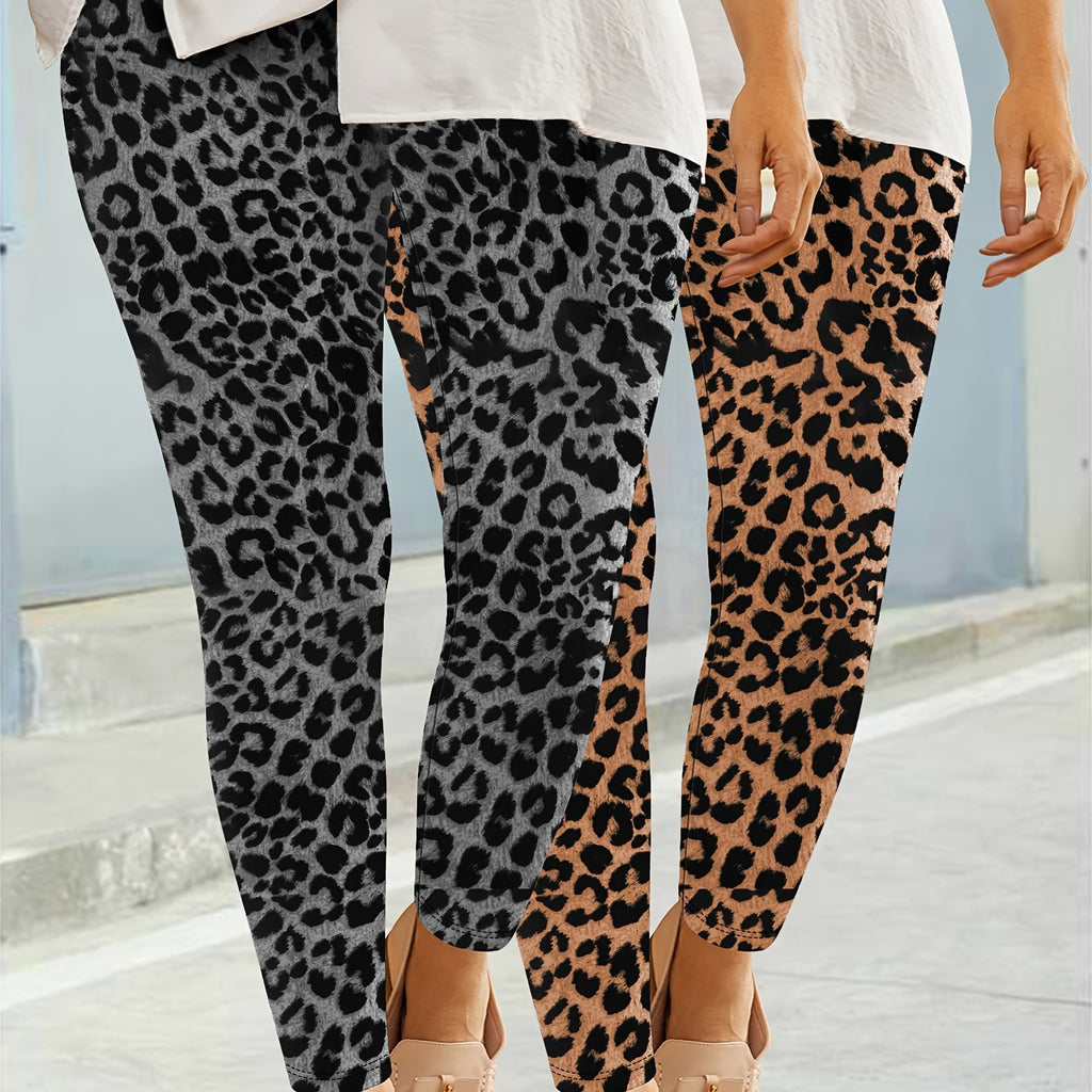 2pcs Elegant Leopard Print Skinny Leggings