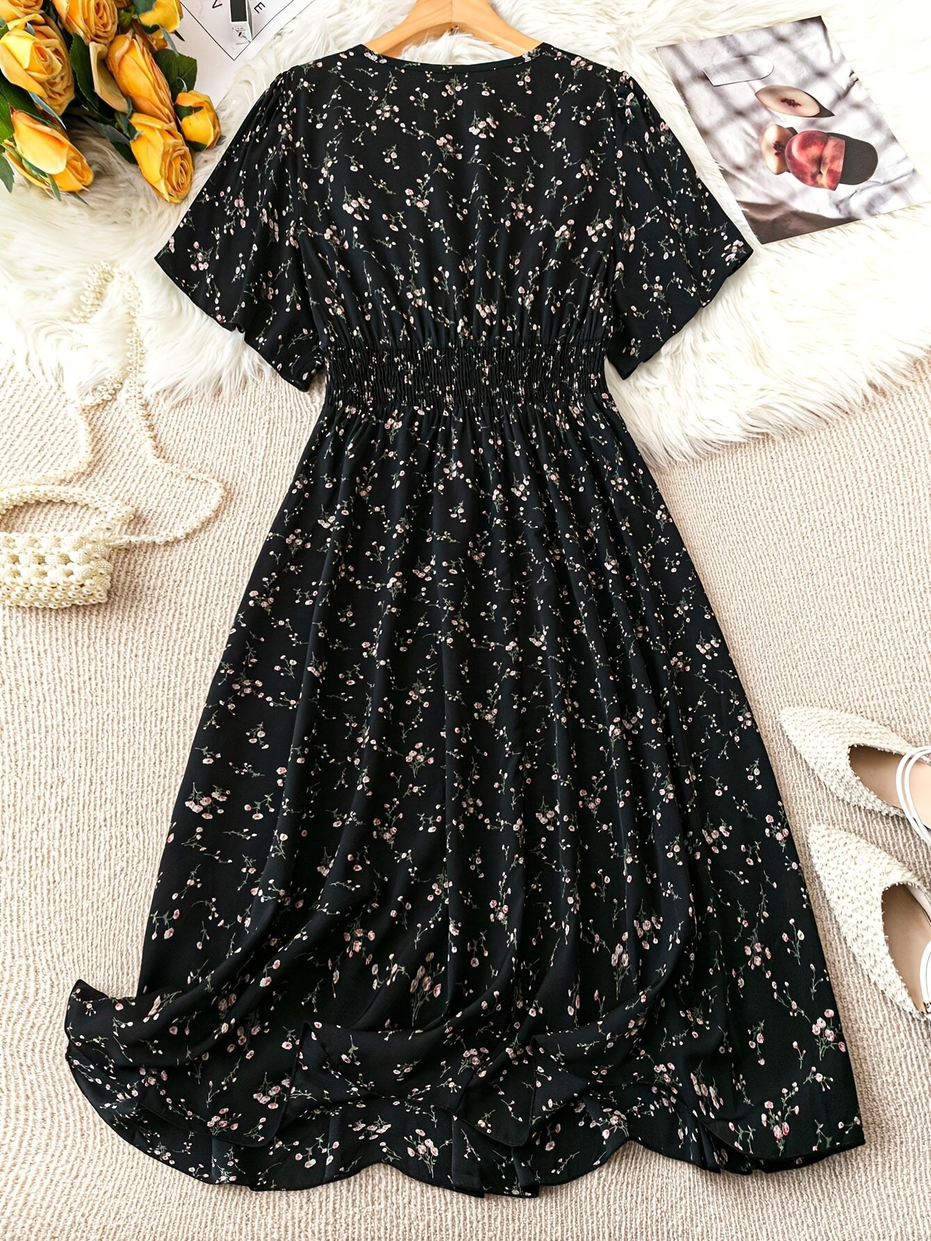Elegant Plus Size V-Neck Dress