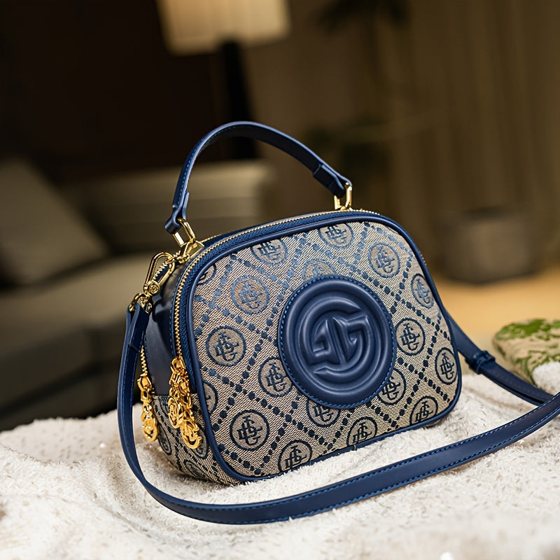 Casual Geometric Pattern Embroidered Canvas Crossbody Bag