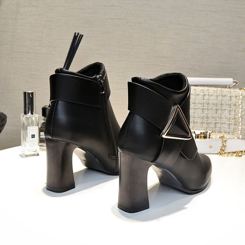 Korean Style Solid Color Pointed Toe Women's Chelsea Ankle Boots
