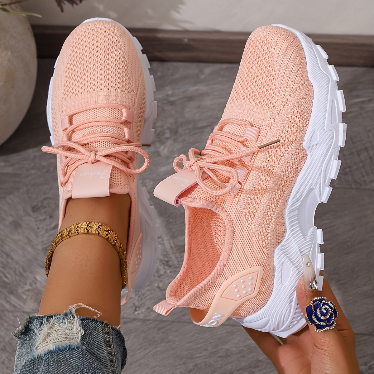 Plus Size Women's Lightweight Breathable Fabric Casual Sneakers - Stability Support Soft PU Sole, Vibrant Red All-Season Walking Shoes for