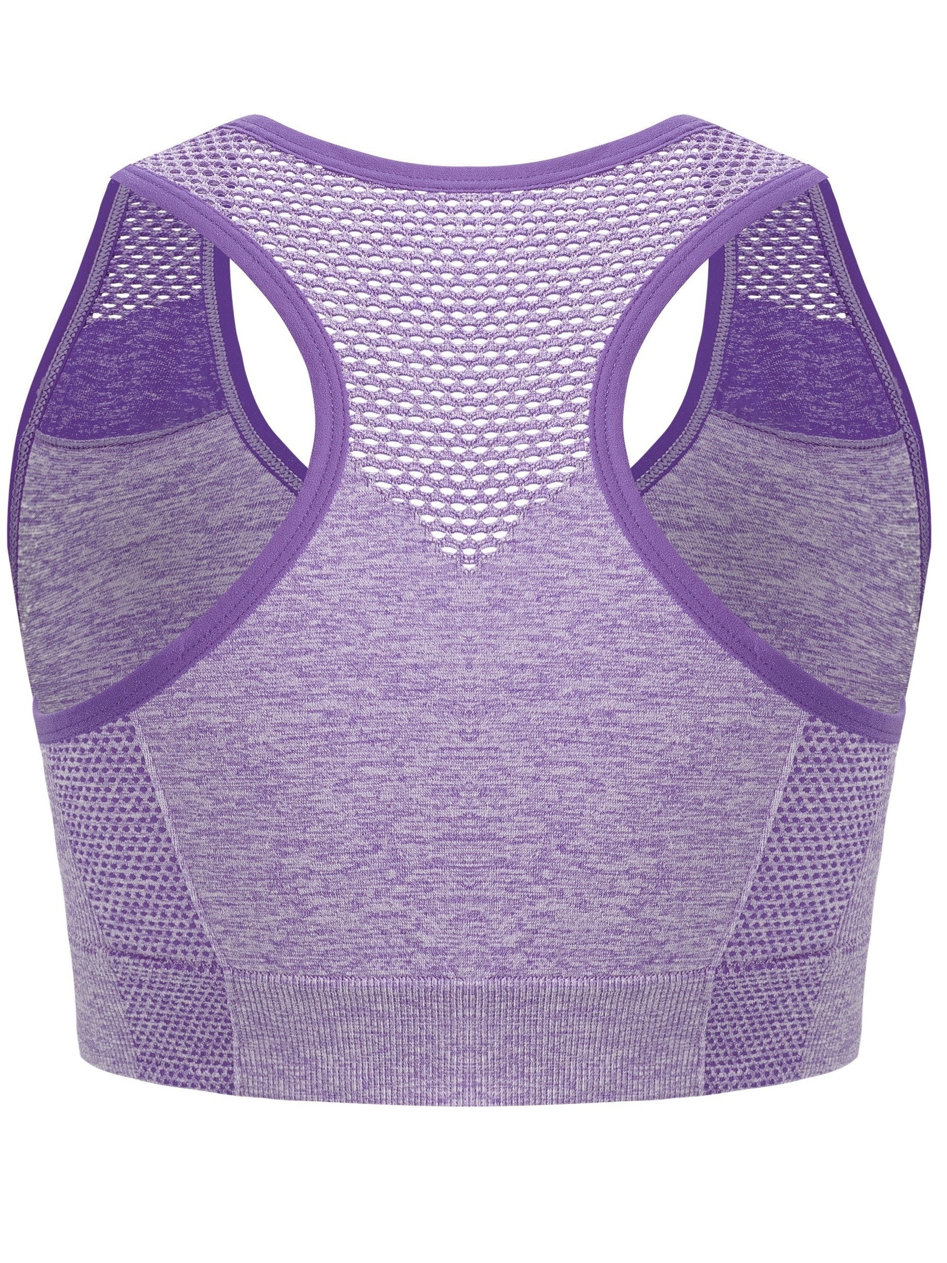 Plus Size Seamless Sports Bra - Breathable Hollow Mesh Thin Yoga Bra Without Steel Ring