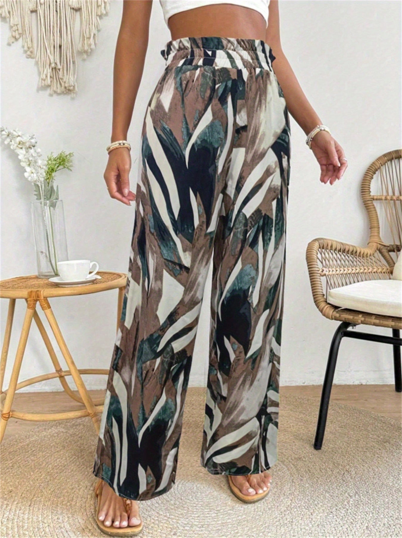 Women's Bohemian Paisley Print Wide-Leg Pants