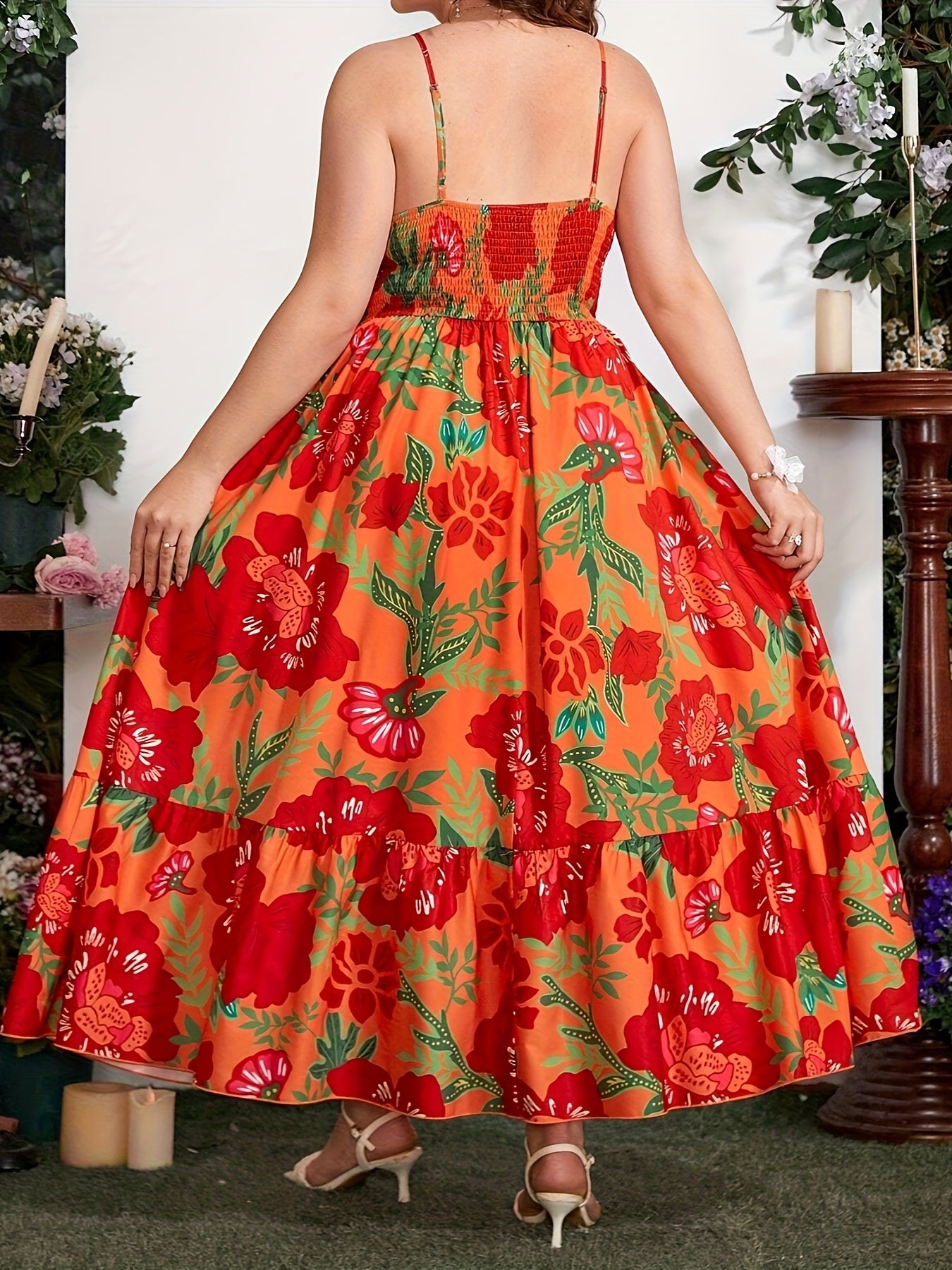 Women's Plus Size Floral Midi Dress