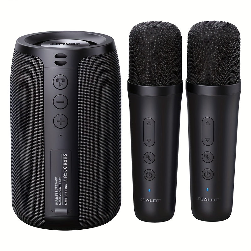 S32 Wireless Speakers Two Wireless Microphones, Portable Design, Booming Bass