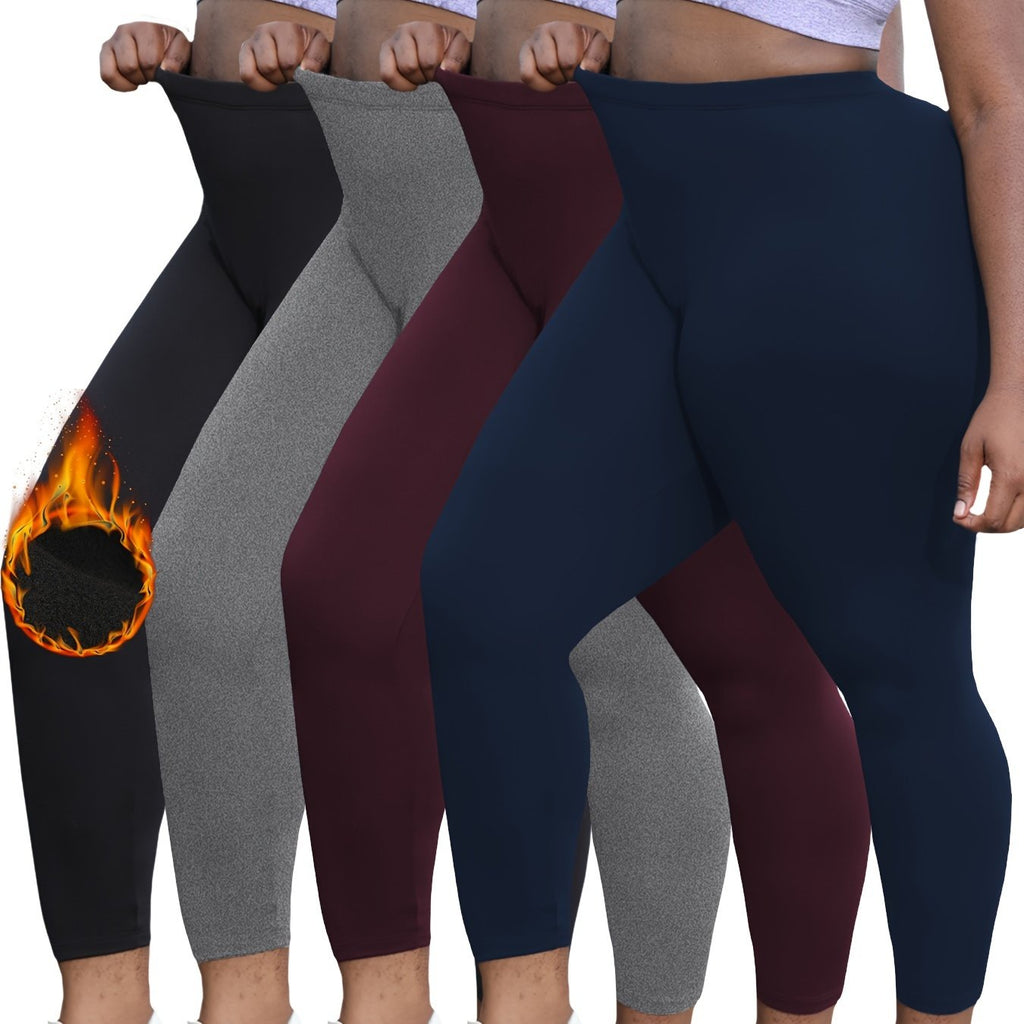 4pcs Plus Size Women's Super Soft High Waist Flare Leggings