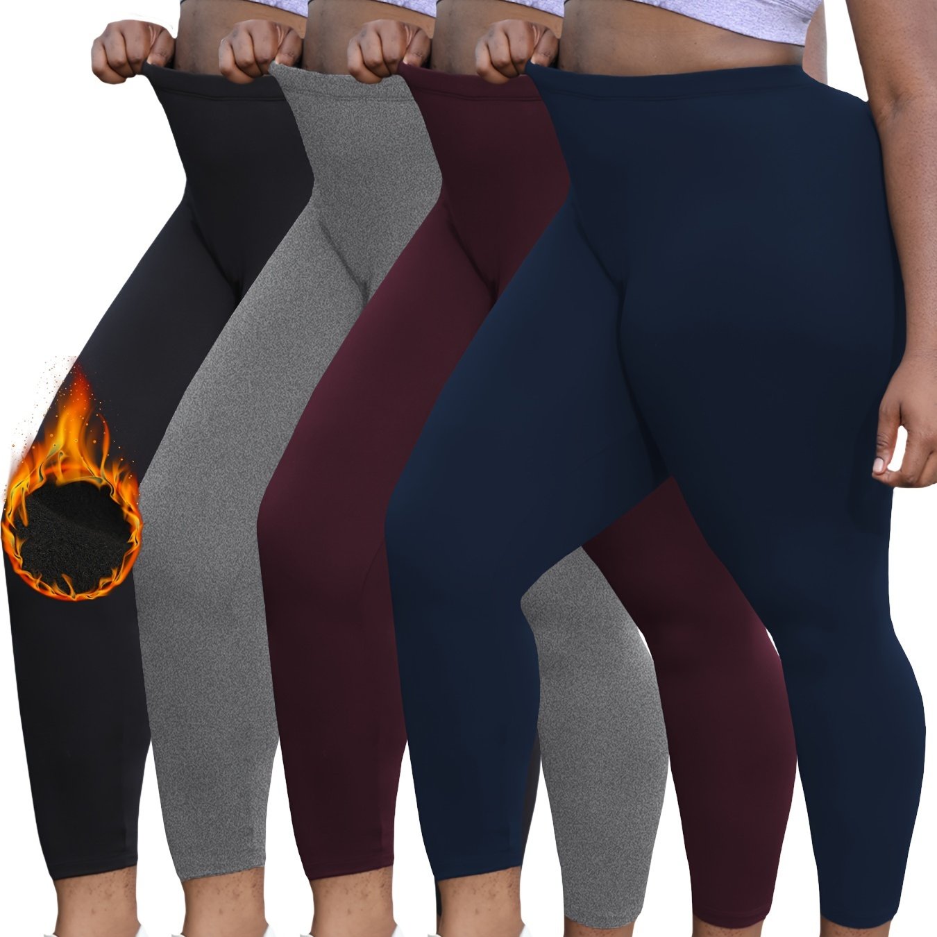 4pcs Plus Size Women's Super Soft High Waist Flare Leggings