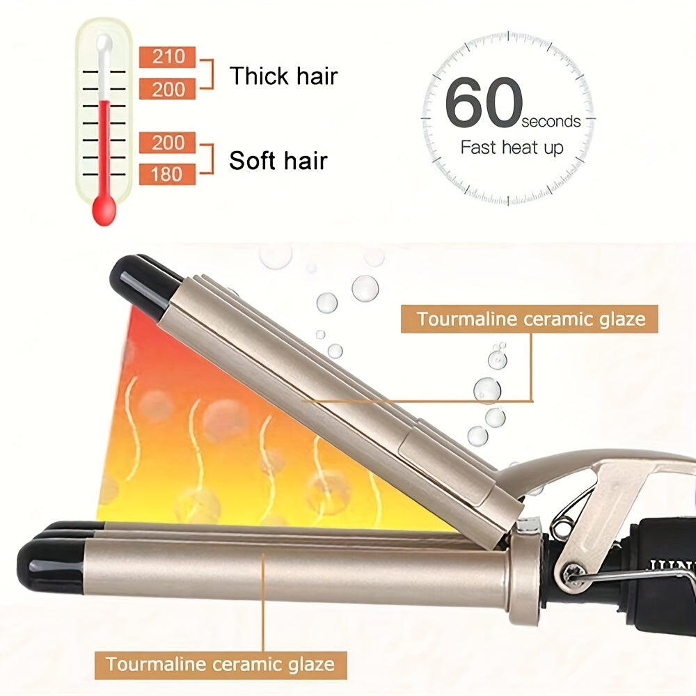 5-Barrel Hair Crimper Iron Wand, 1.52 cm Ceramic Tourmaline Dual Voltage Curling Iron