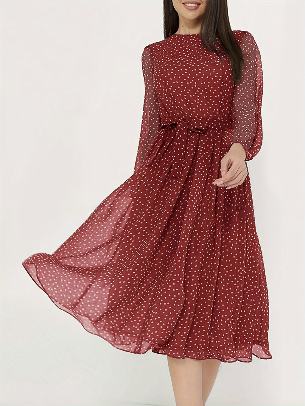 Short Sleeve Round Neck Flared Skirt