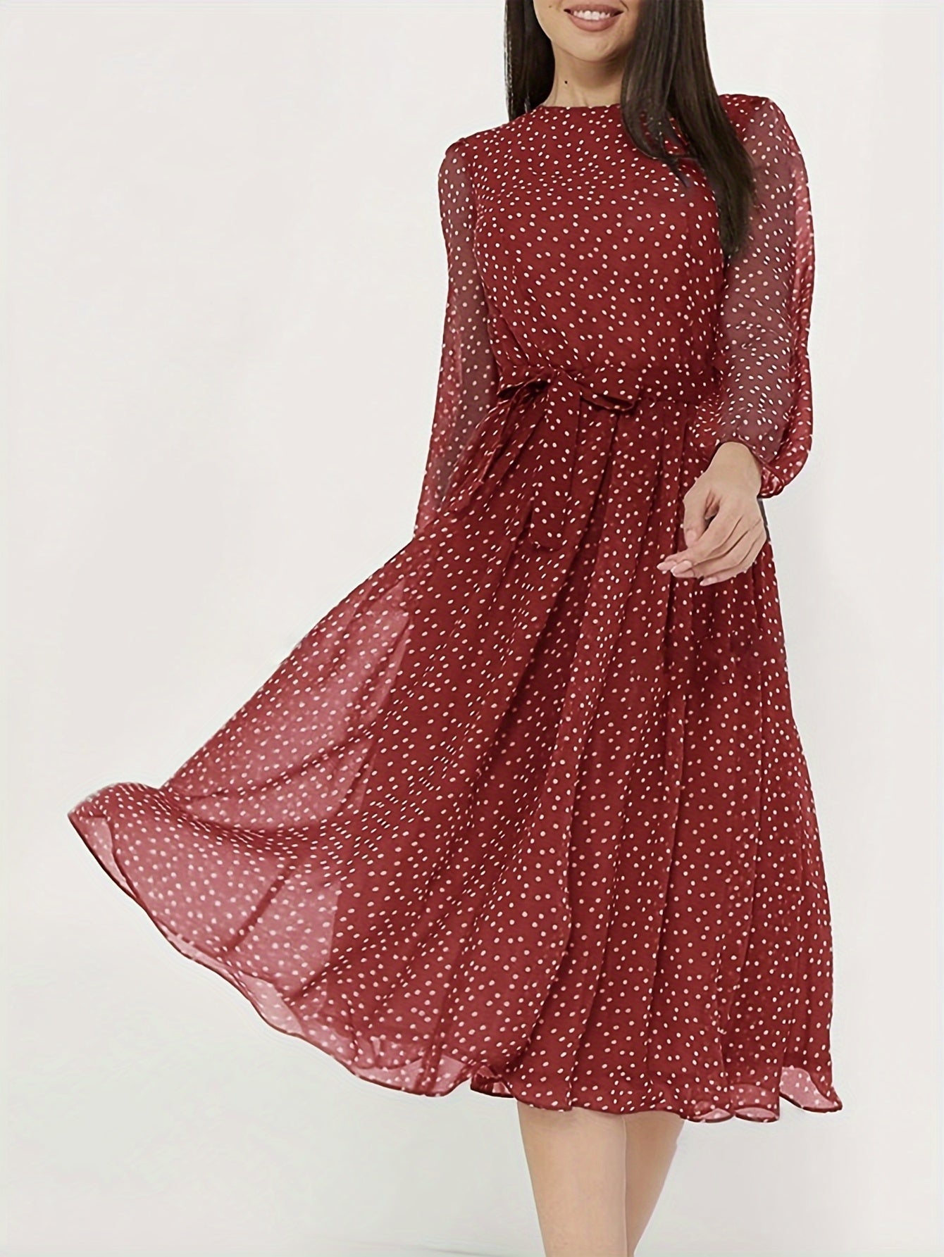 Short Sleeve Round Neck Flared Skirt