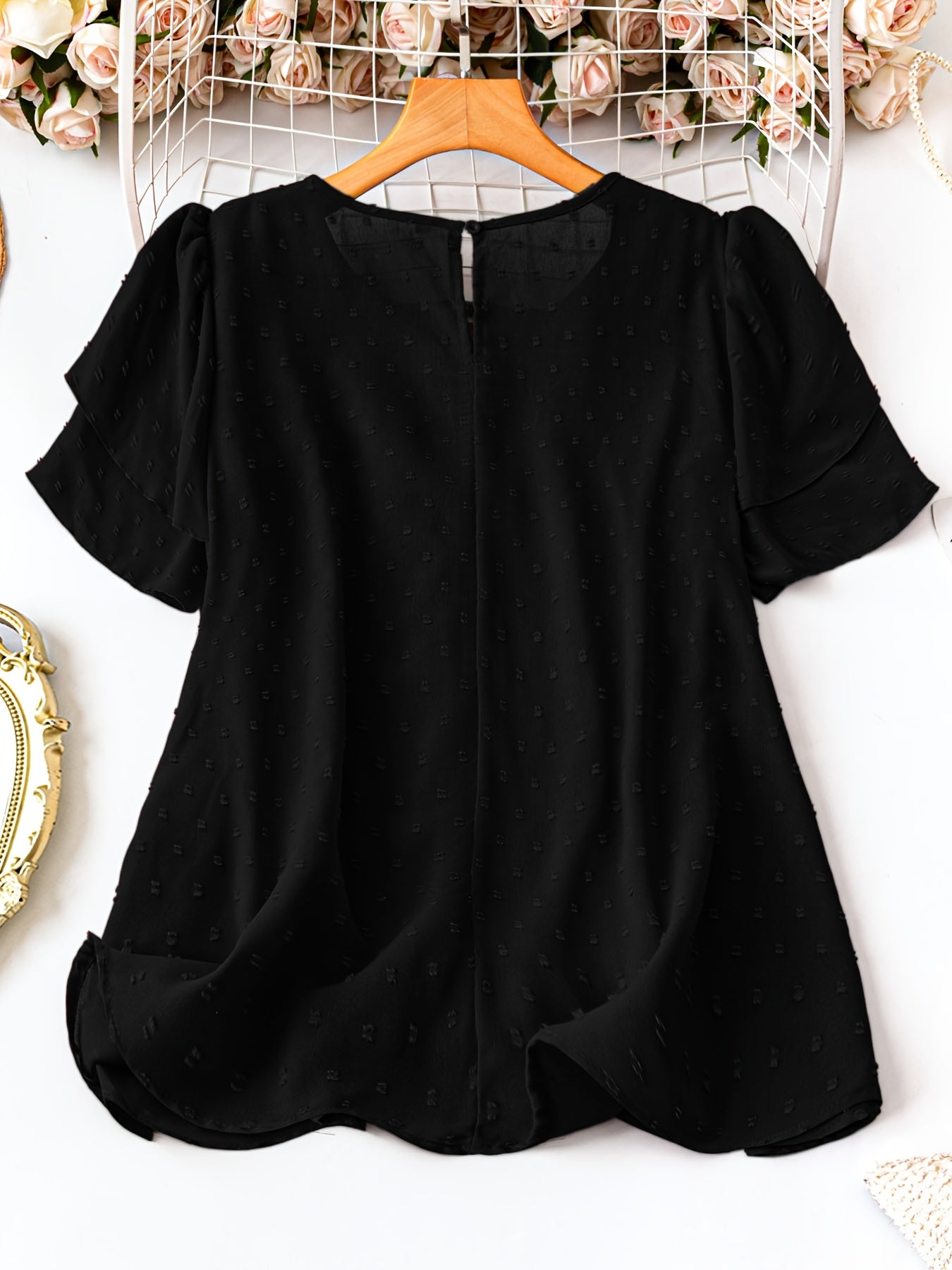 Women's Plus Size Jacquard Polka Dot Shirt