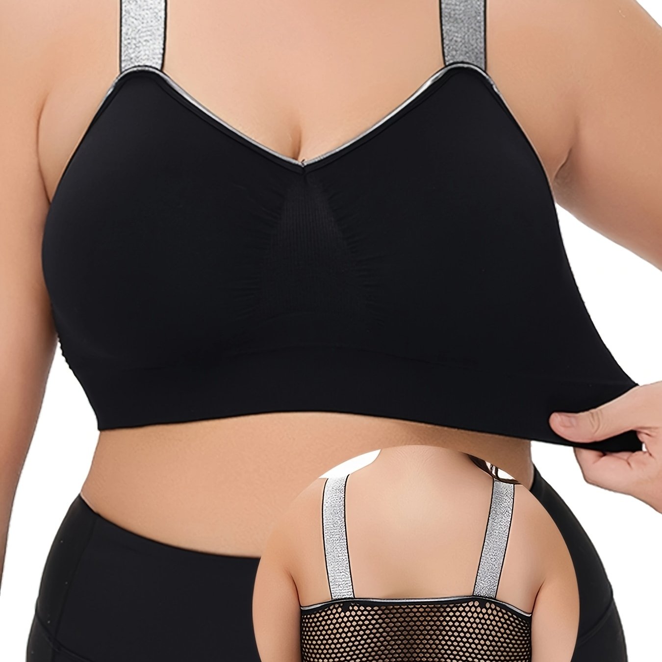 Thin Silvery Contrast High-End Bra Plus Size Breathable Women's Underwear