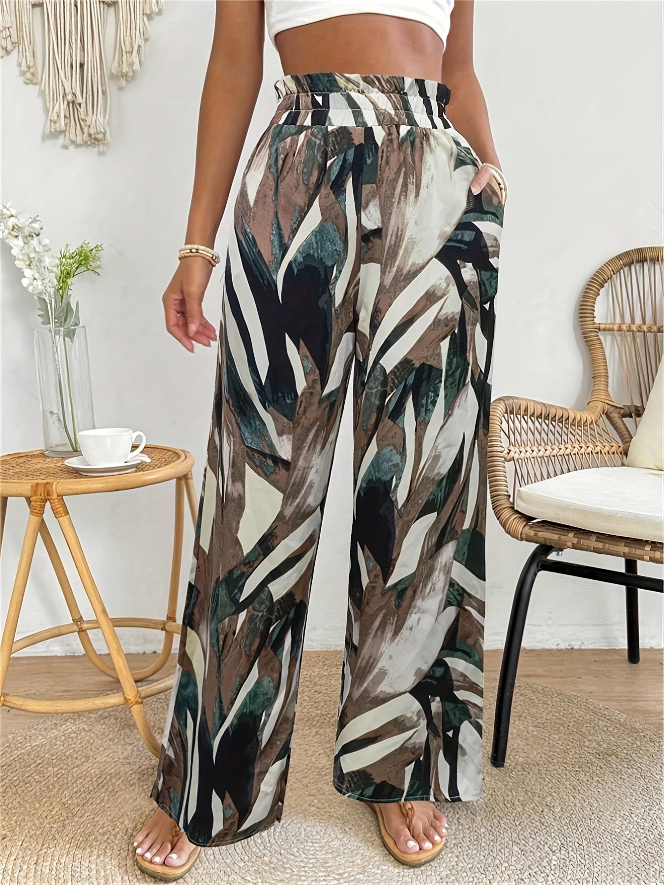 Women's Bohemian Paisley Print Wide-Leg Pants