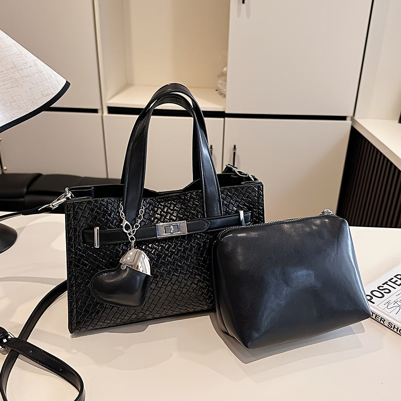 1pc Women’s Shoulder Bag with Woven Ripples