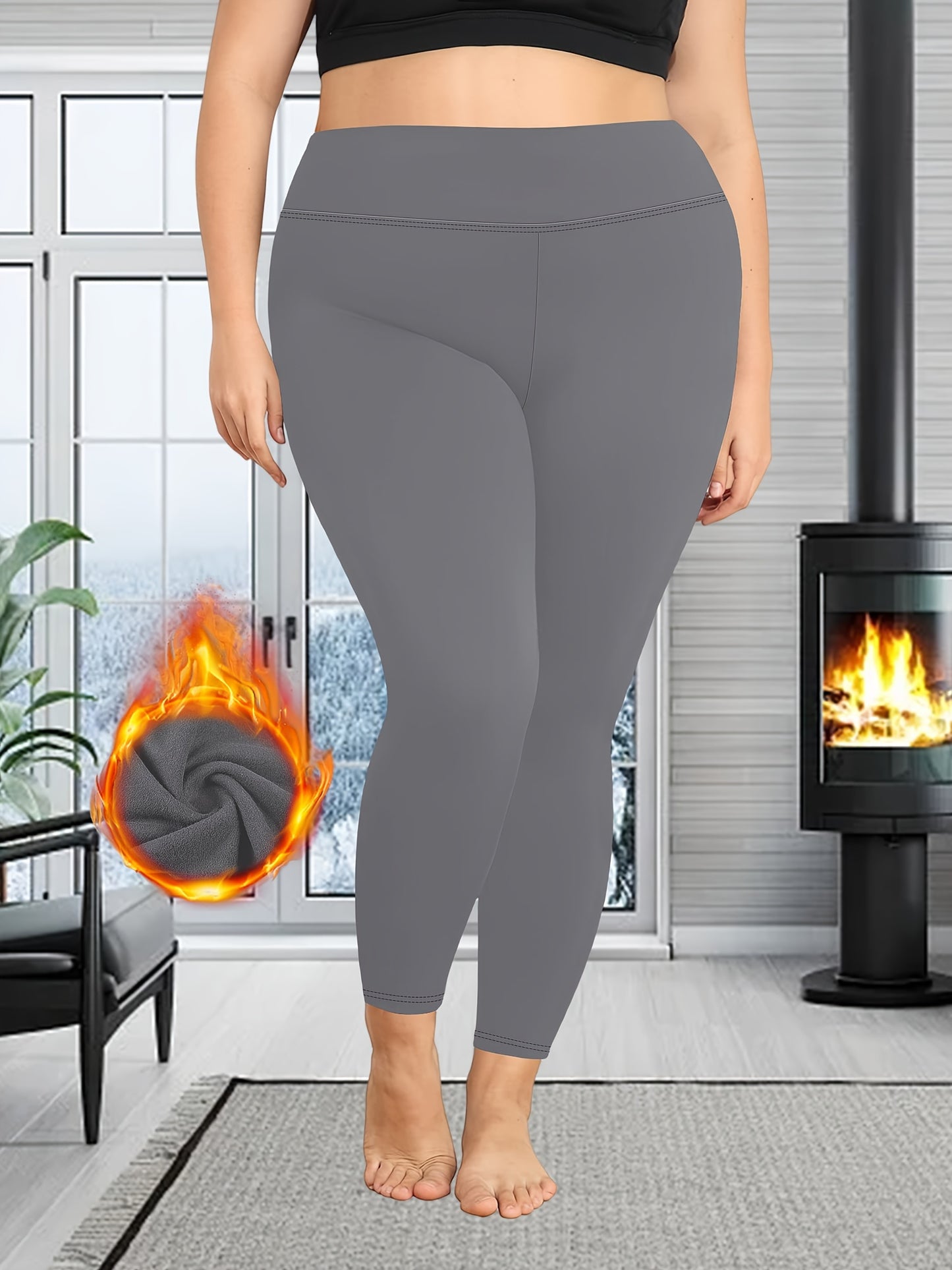 Cozy Plus Size Solid Leggings - Soft, High Waist, Thick, Stretchy